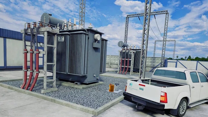 Transformer Oil Sampling Training. Learn the proper techniques for sampling oil from transformers in immersive VR training. Enhance your skills in the safe and efficient collection of transformer oil samples. Explore XR training programs for transformer maintenance and oil analysis.