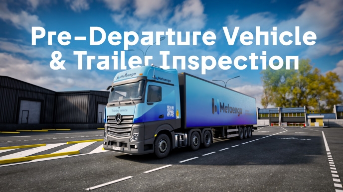 Driver completing pre-departure vehicle inspection in Metaenga VR Training